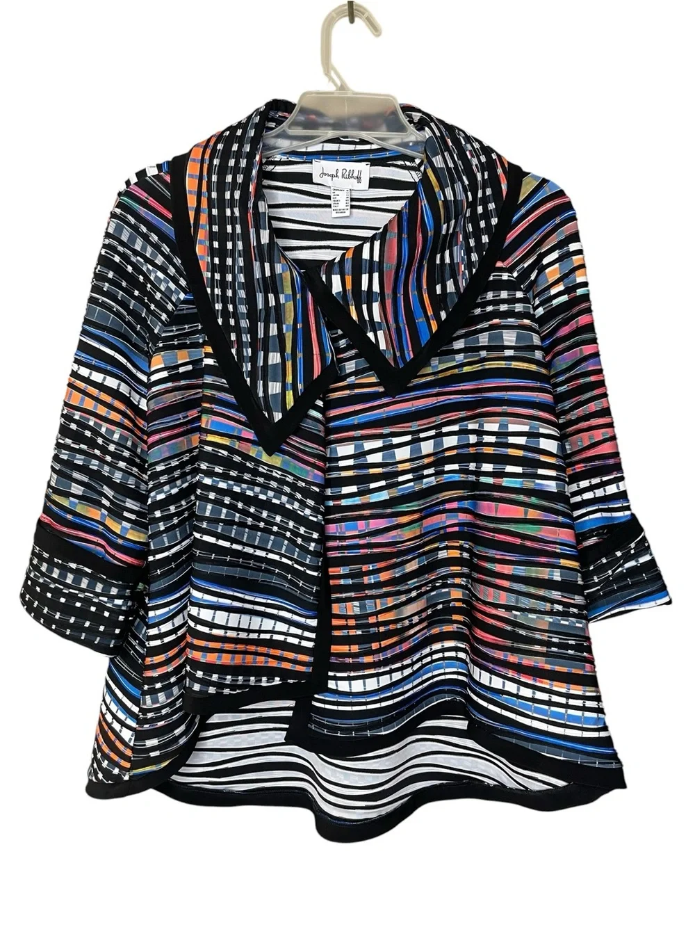 Joseph Ribkoff Multicolor Striped Draped Jacket Sz 10 - Picture 2 of 8